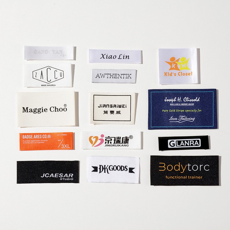 Own Logo High-end silk soft ribbon label For Home Textile clothing tags labels woven garment label