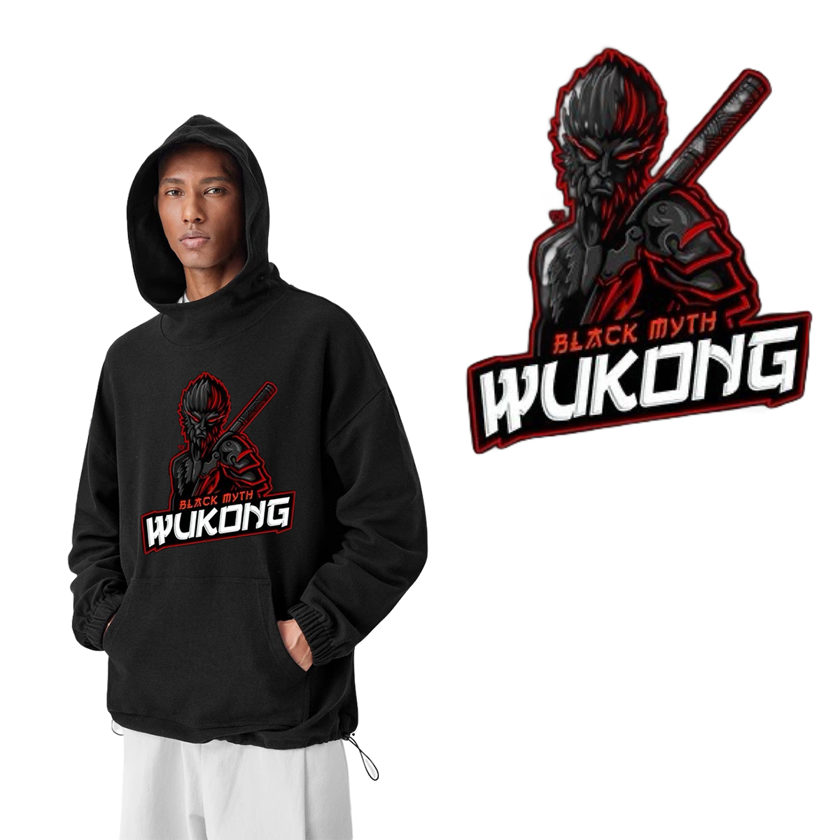 Black Myth Goku Transfer printing ready to press heat transfer for custom screen printing design T-shirt hoodie DTF stickers