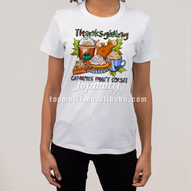 Custom Thanksgiving Day DTF Film Heat Press T-shirt Printing Design for Wholesale