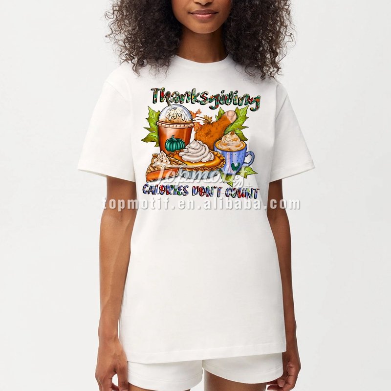Custom Thanksgiving Day DTF Film Heat Press T-shirt Printing Design for Wholesale