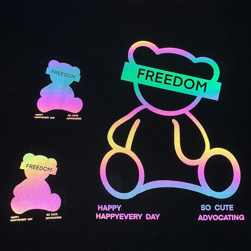 Custom Reflective Printing Logo Heat Transfer Printing Heat Seal Vinyl Sticker Label for Garment