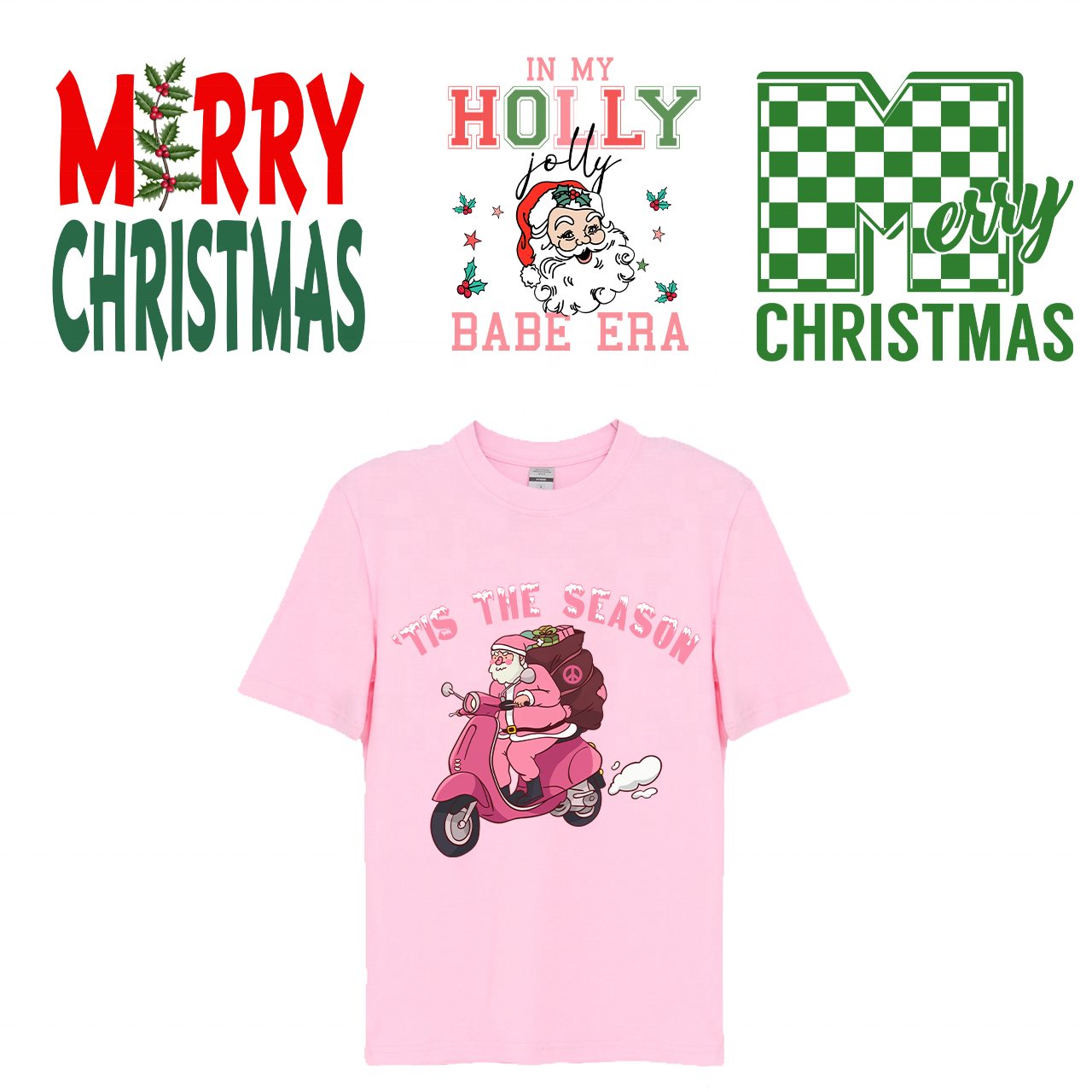Wholesale Christmas waterproof custom printed labels good hand feeling dtf transfers printing for t shirt