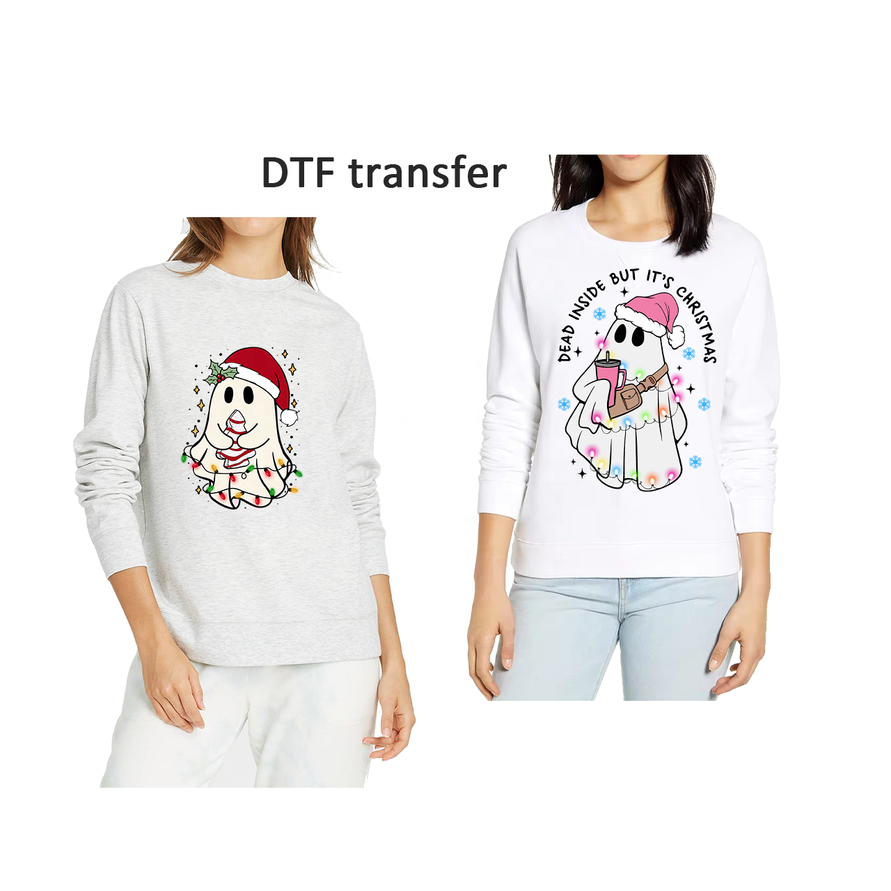 Wholesale Christmas waterproof custom printed labels good hand feeling dtf transfers printing for t shirt