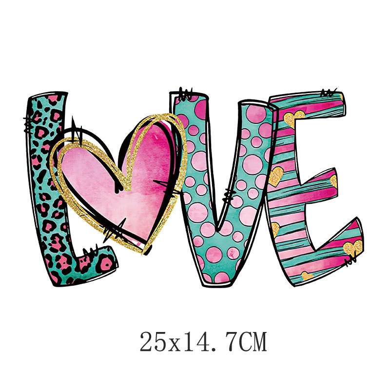 Colorful Letter LOVE Iron On Wholesale dtf Heat Transfer Valentine's Day Patch