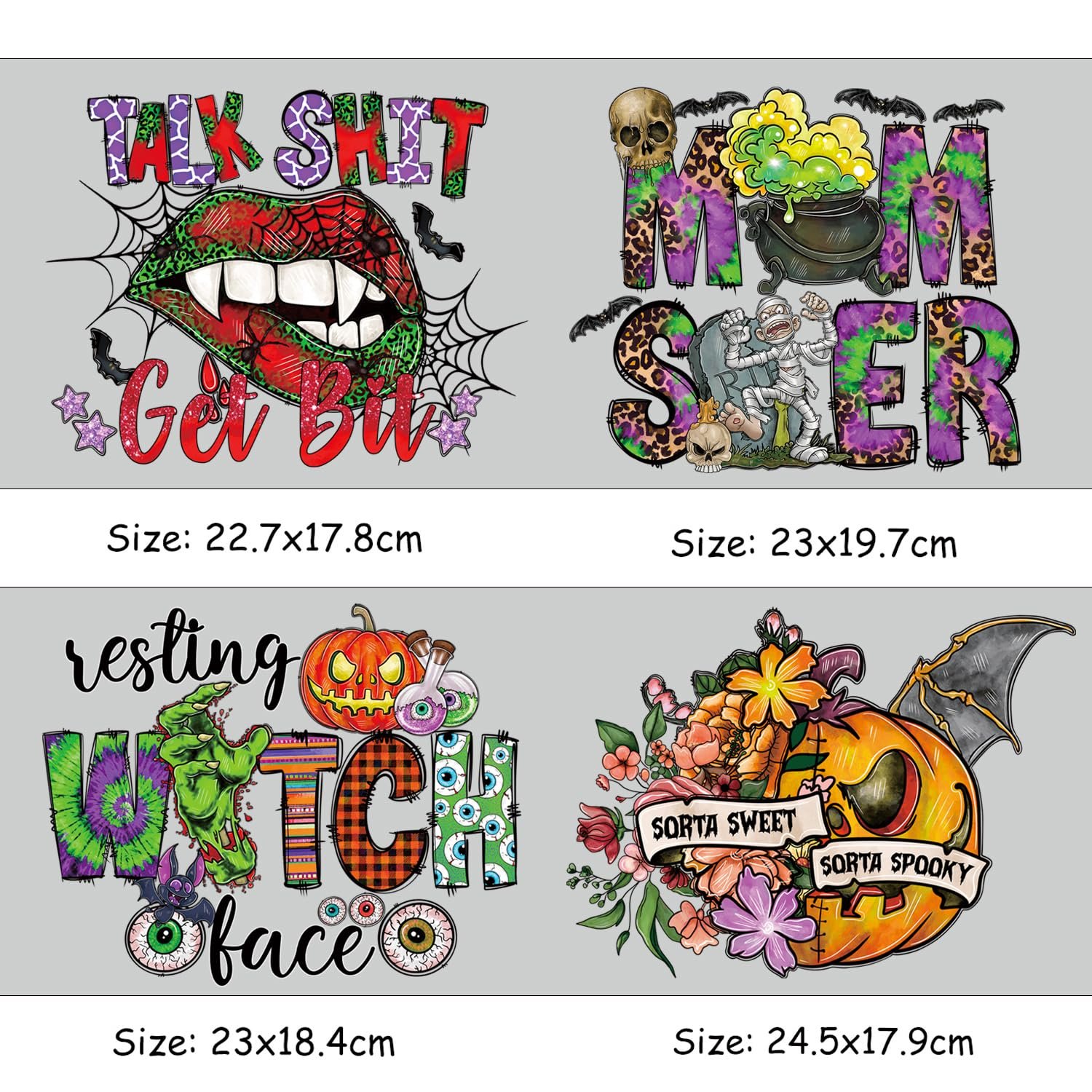 Halloween Iron on Patches for Clothing Horror Pumpkin Skull Spider Web Heat Transfer Vinyl Stickers for T-Shirts Pillow Bags