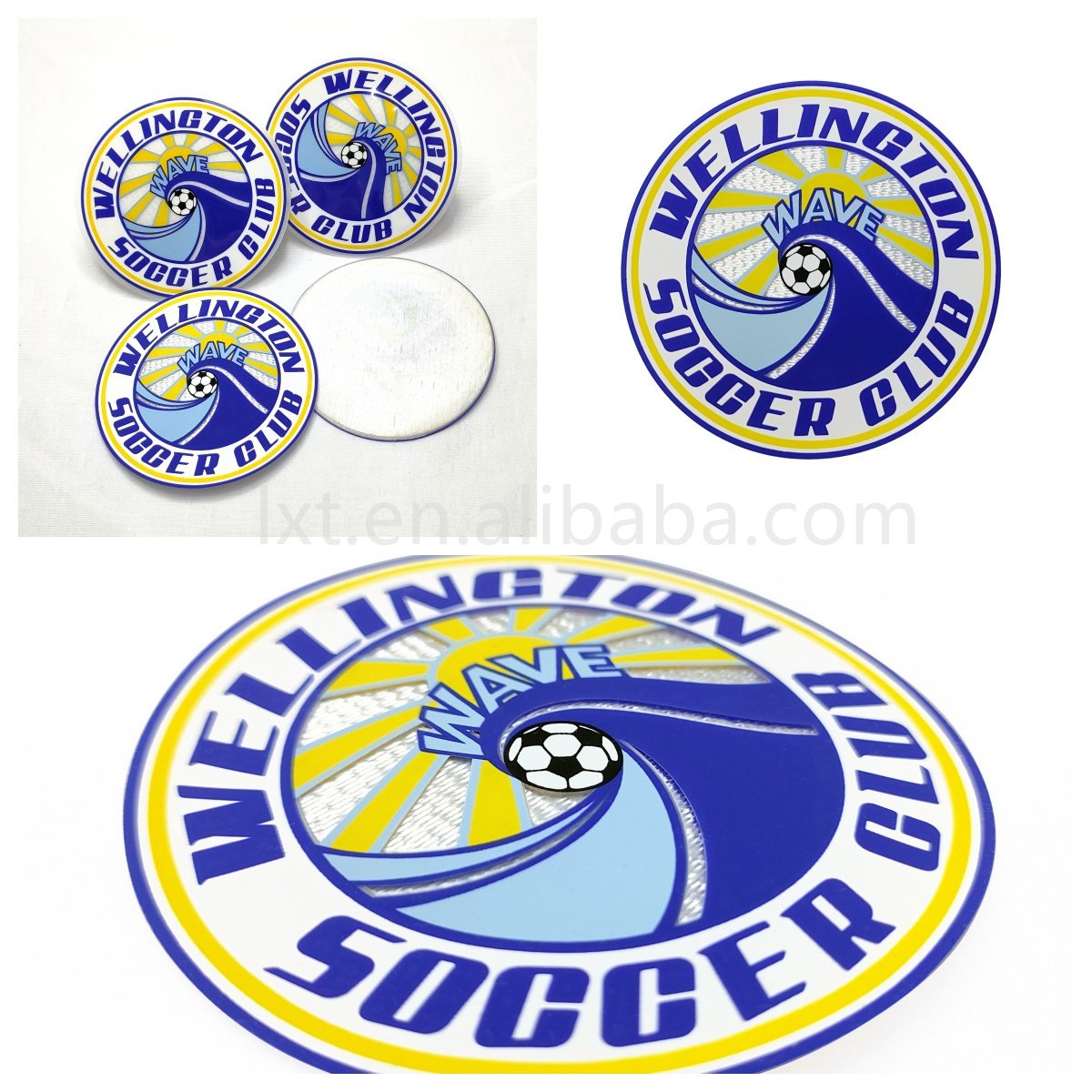 Tatami Rubber Silicone Labels Wholesale Custom Soccer Team Club Logo Heat Transfer Printing Patches