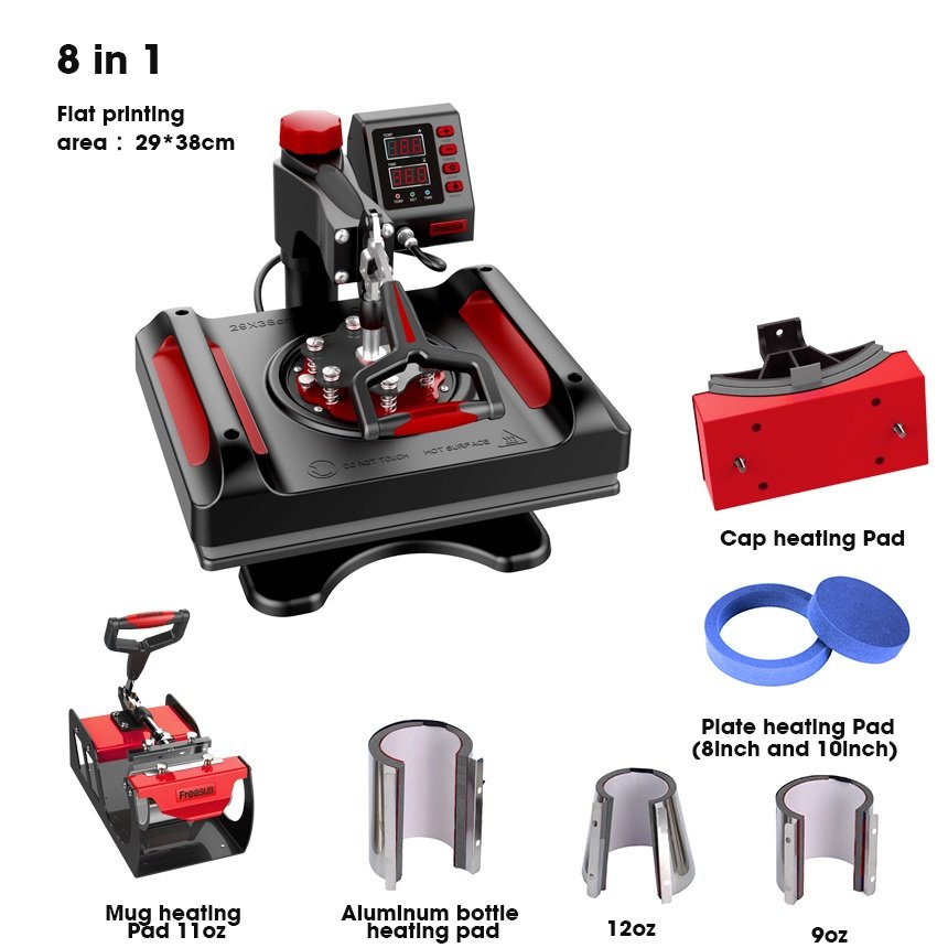 FreeSUB 8 in 1 Sublimation Machine Mug TShirt Printing Machine T-Shirt Heat Press Machines for t shirt P8001-8