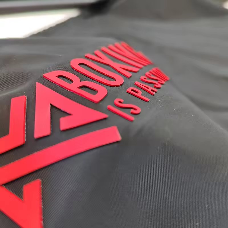 laser cut silicone rubber essentials logo patch New Fashion Silicone Heat Transfer Custom Logo 3D Heat Transfer Printing