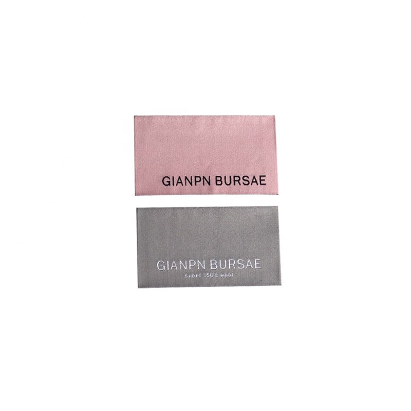 Customized satin woven label brand logo 3D silicone heat transfer printing luxury cotton label for clothing accessories