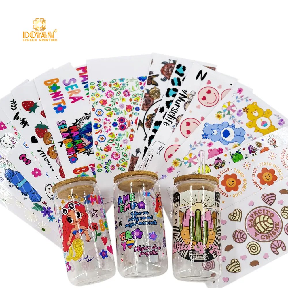 Custom UV Heat Transfer Printed Sticker Waterproof for Tumblers and Mugs Made from PET