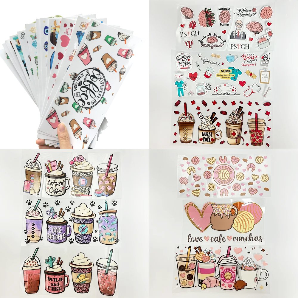Custom UV Heat Transfer Printed Sticker Waterproof for Tumblers and Mugs Made from PET