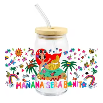 UV DTF Cup Wrap Transfer Custom Water Transfer Printing Tumblers Mugs Bottles Bags Soft Waterproof Cartoon Design Washable PET