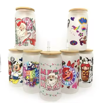 UV DTF Cup Wrap Transfer Custom Water Transfer Printing Tumblers Mugs Bottles Bags Soft Waterproof Cartoon Design Washable PET