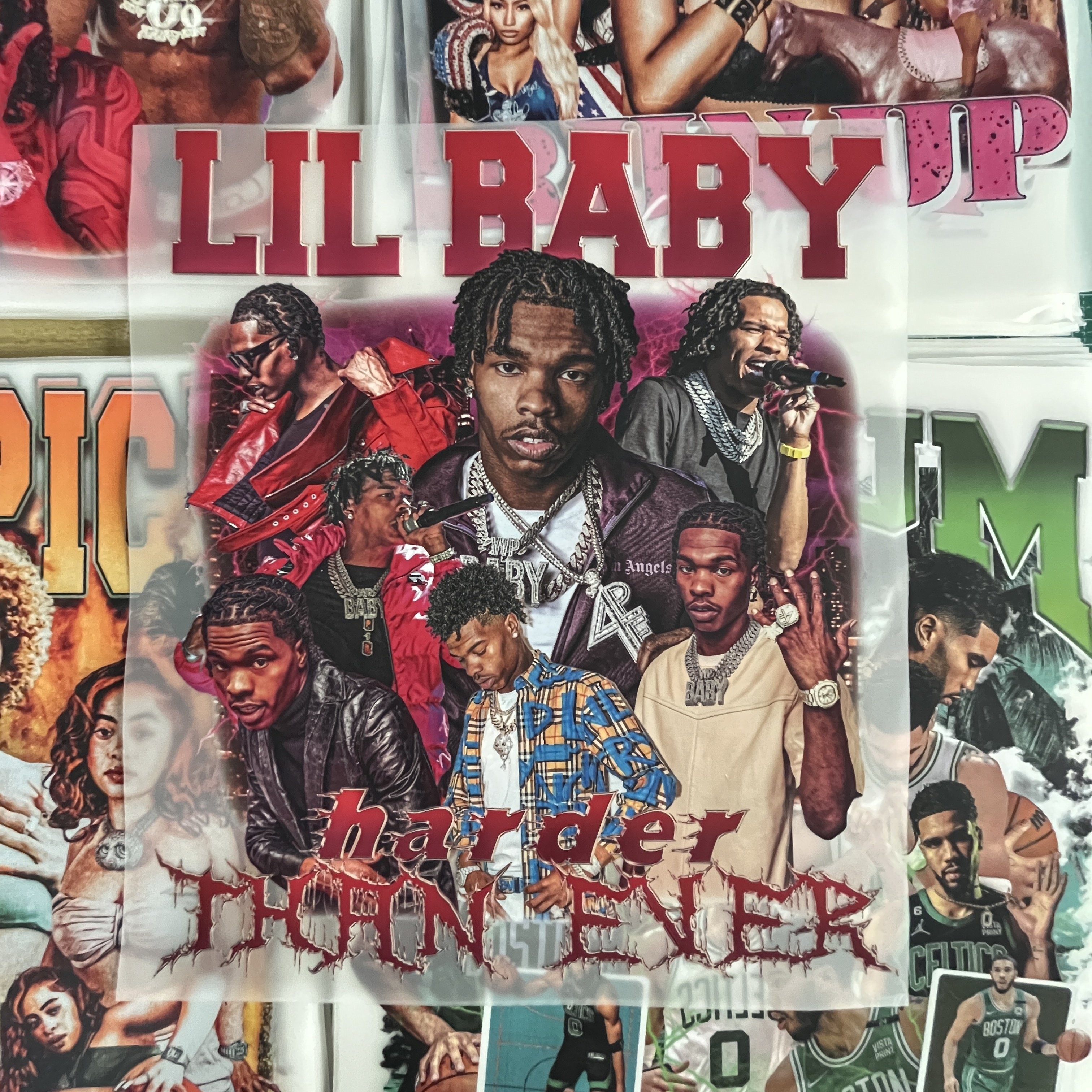 Factory custom high quality dtf heat transfer printing rapper pattern designs sticker wholesale iron on transfers for t-shirts