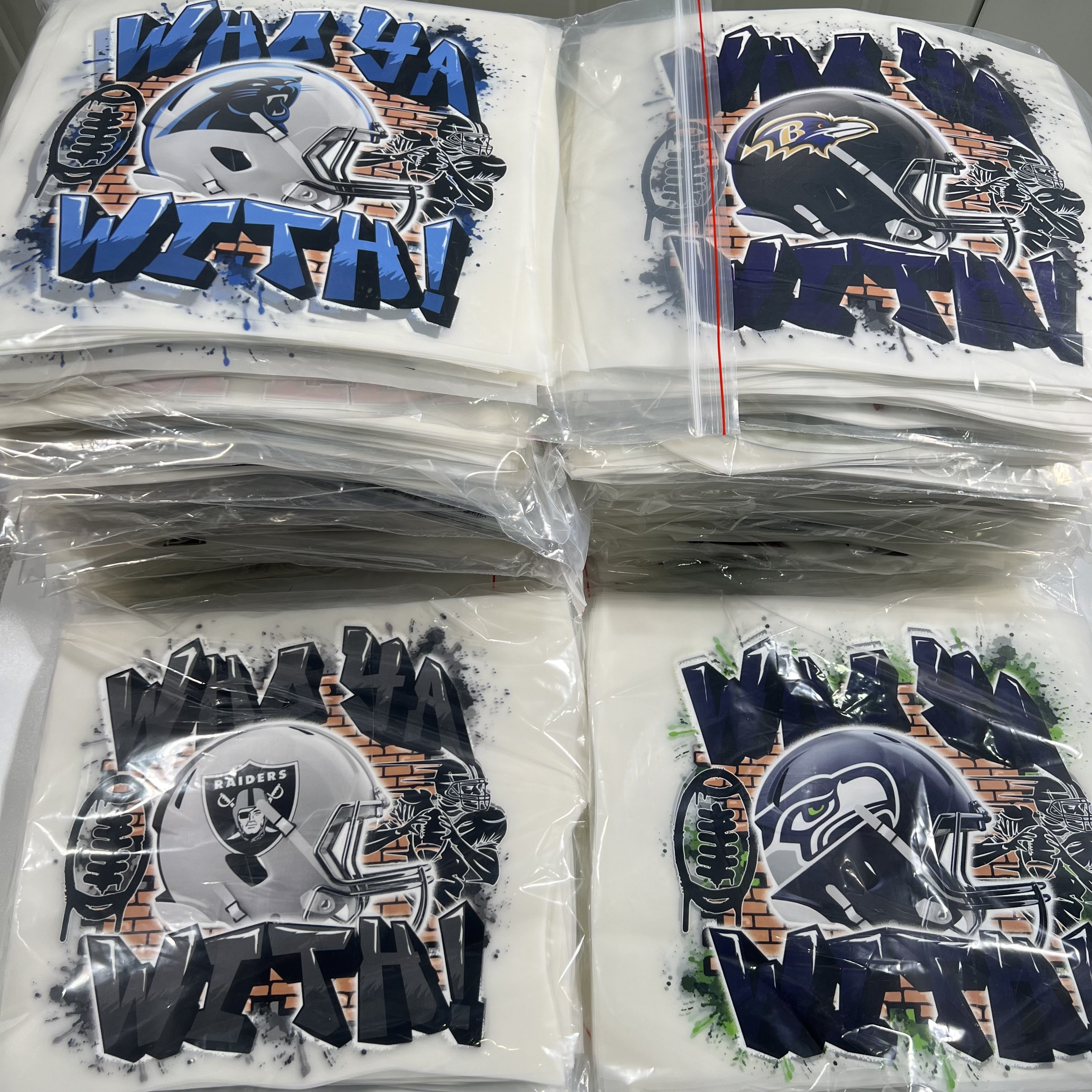 Manufacturer NFL's latest design Custom DTF Transfers Printing Screen Heat Transfer vinyl Heat Iron on Stickers For Tshirts