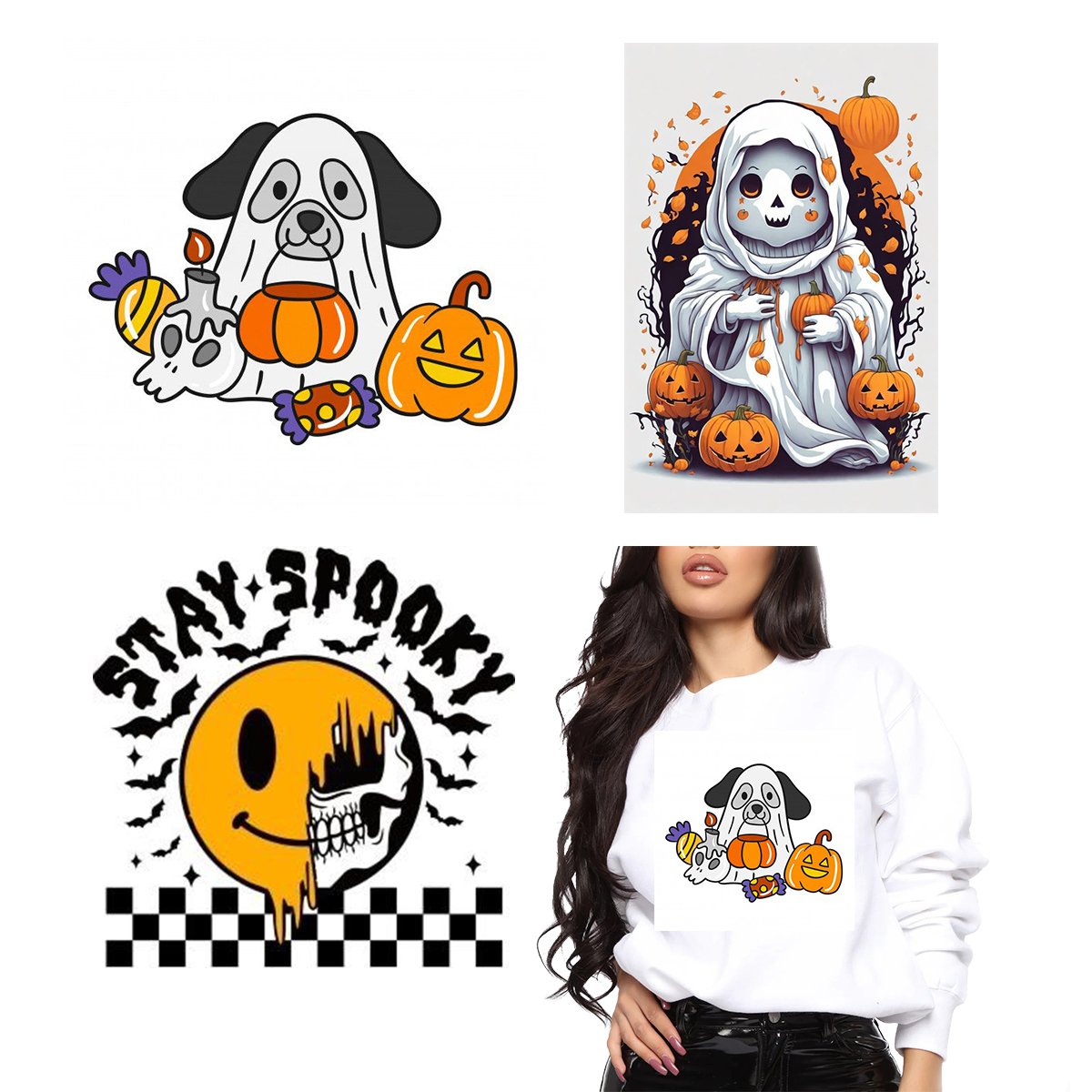 Halloween Screen Print Transfers Custom Design T-shirts Hoodies with Heat Ready to Press Wholesale Plastic Transfers