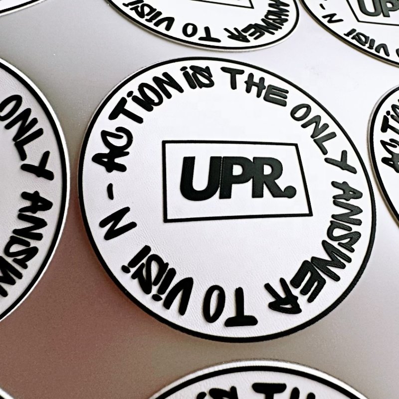Customized recycled embossed stickers 3d rubber silicone heat transfer printing label dtf heat transfer patches for t-shirt