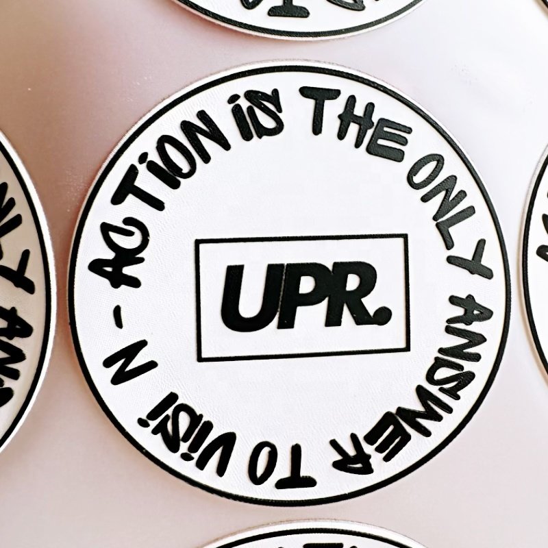 Customized recycled embossed stickers 3d rubber silicone heat transfer printing label dtf heat transfer patches for t-shirt