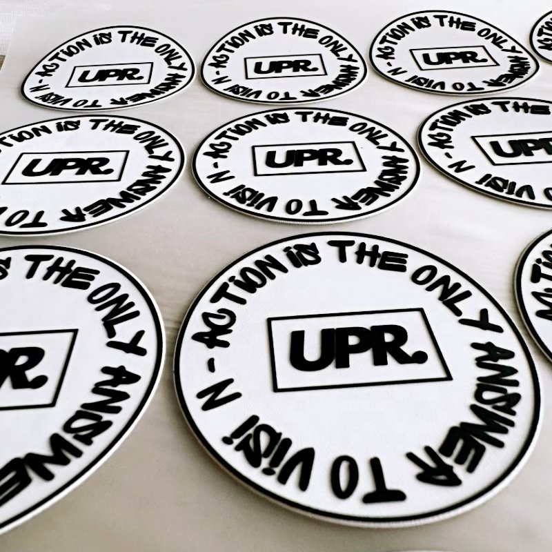 Customized recycled embossed stickers 3d rubber silicone heat transfer printing label dtf heat transfer patches for t-shirt
