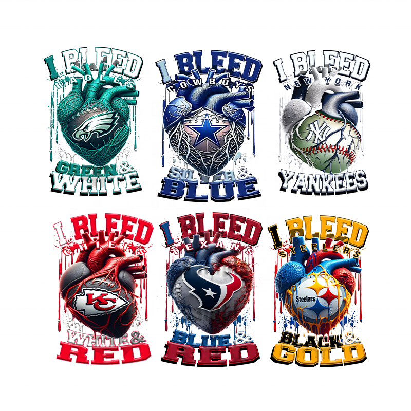 NFL heat transfer design Dtf catalog Ready To Press Designs Custom Logo Plastisol Heat Transfers Printing For T Shirt