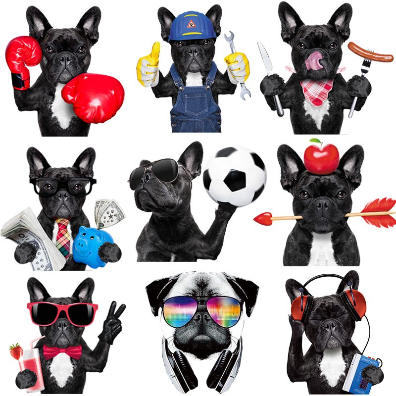 Factory Supplier Custom Logo Clothes Printing Fabric Cool Dog Heat Press Transfer Film Sticker Labels For T-shirt