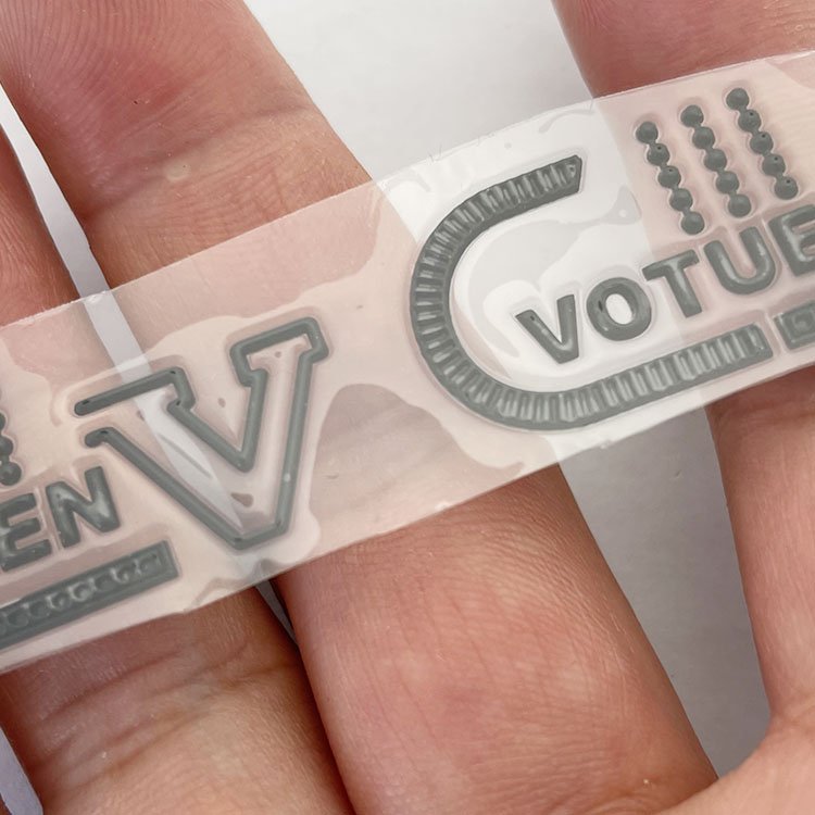 Screen Printing 3d Raised Effect Label Silicone Rubber Heat Transfer For Clothing