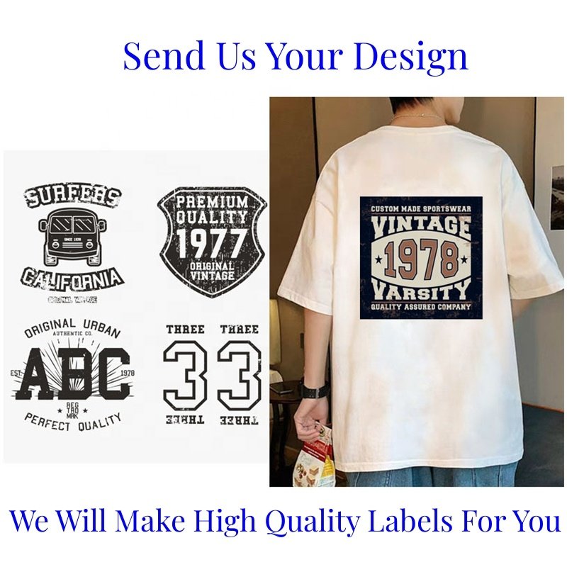 Custom Iron On Sticker Transfer Printing Fabric sublimation stickers Plastisol Heat Transfers For T-shirt