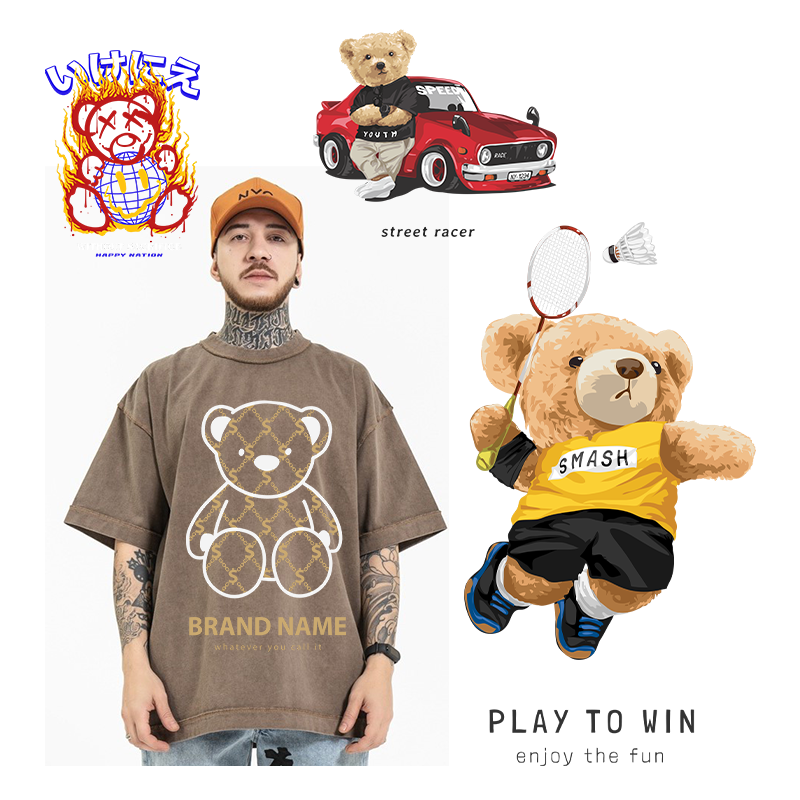 Factory Wholesale Custom Logo DTF Transfer Hot Press Sticker T-shirt Heat Transfer Vinyl Garment \ Jeans \ Shoes \ Bags\ Decal