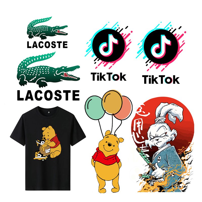 Factory Wholesale Custom Logo DTF Transfer Hot Press Sticker T-shirt Heat Transfer Vinyl Garment \ Jeans \ Shoes \ Bags\ Decal