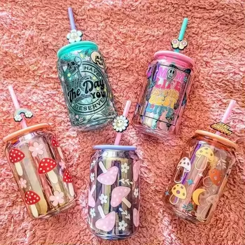 High Quality 16oz Cup Waterproof UV DTF Transfer Stickers Easy-to-Press Washable Water Transfer Printing on Glass for Cups