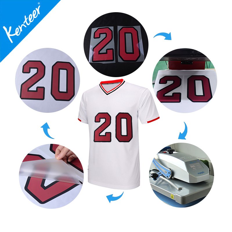 Custom Highly Stretch Full Color Heat Transfer Name Number For Football Jersey Numbers And Letters Transfers Printing