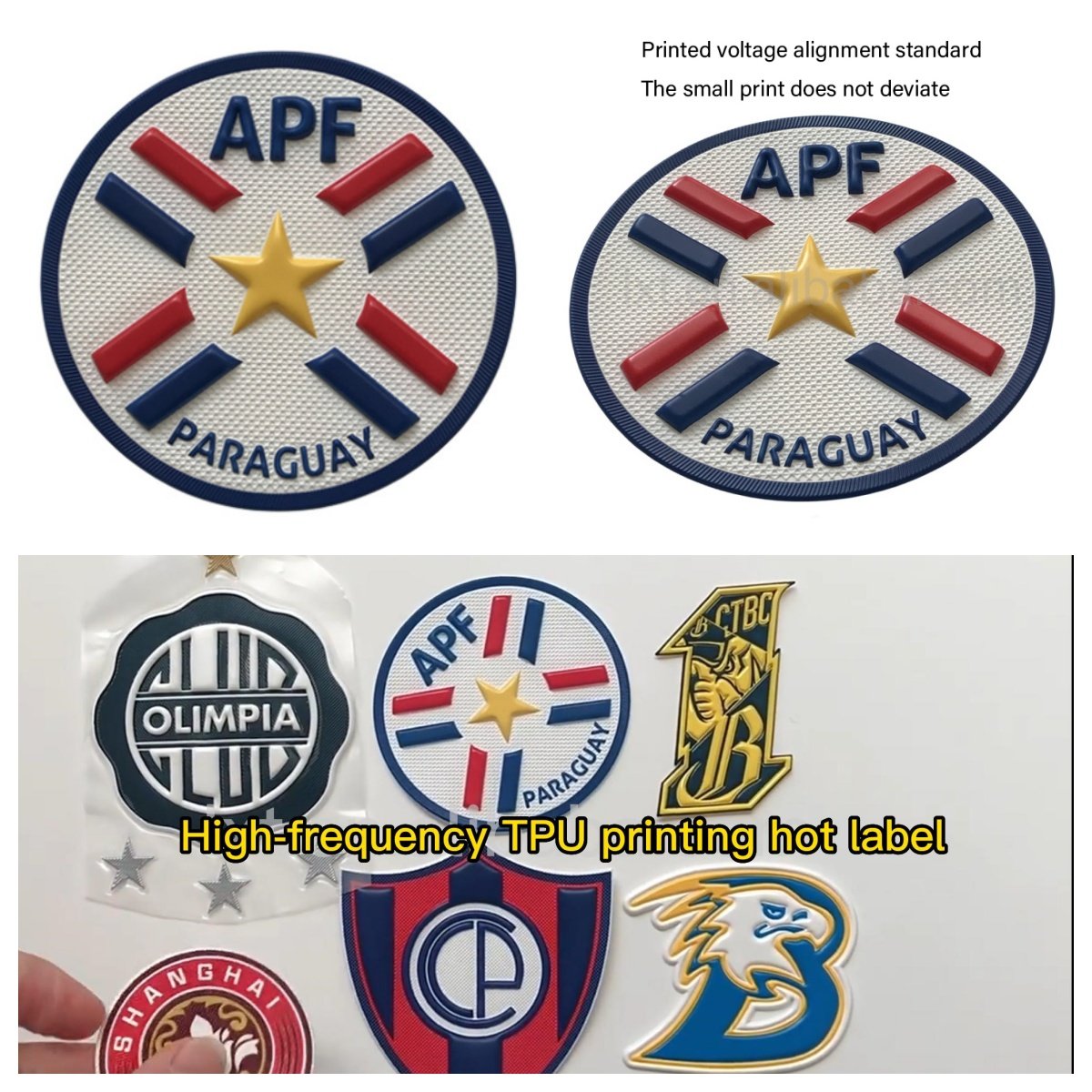 Iron On High Frequency TPU Fabric Label Badges Silk Screen Printing 3D Embossed Logo Heat Transfer Soft TPU patch