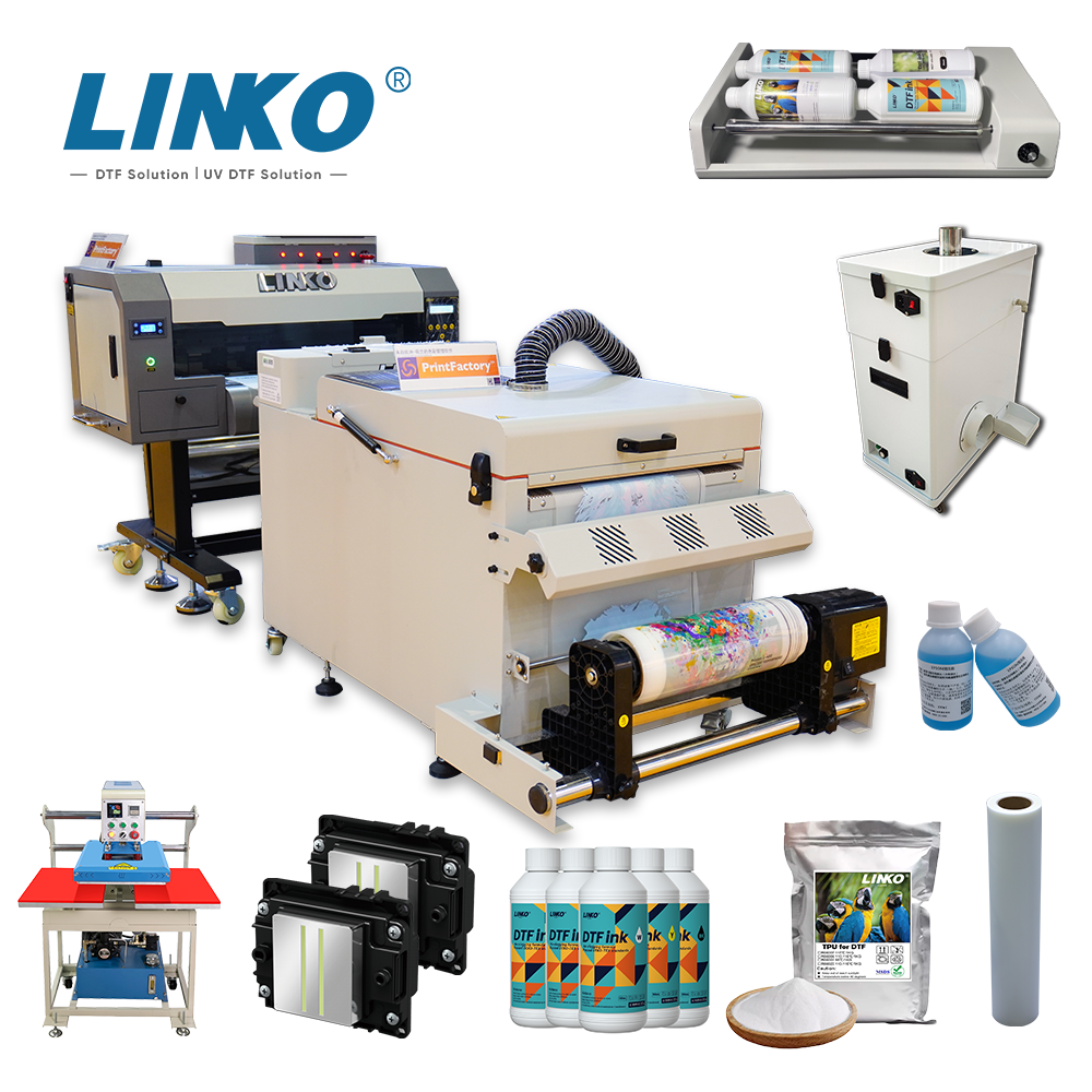 LINKO Desktop Roll A3 DTF Printer Dual i1600 Print head DTF Printer Printing Machine For Cotton T-shirt Printing