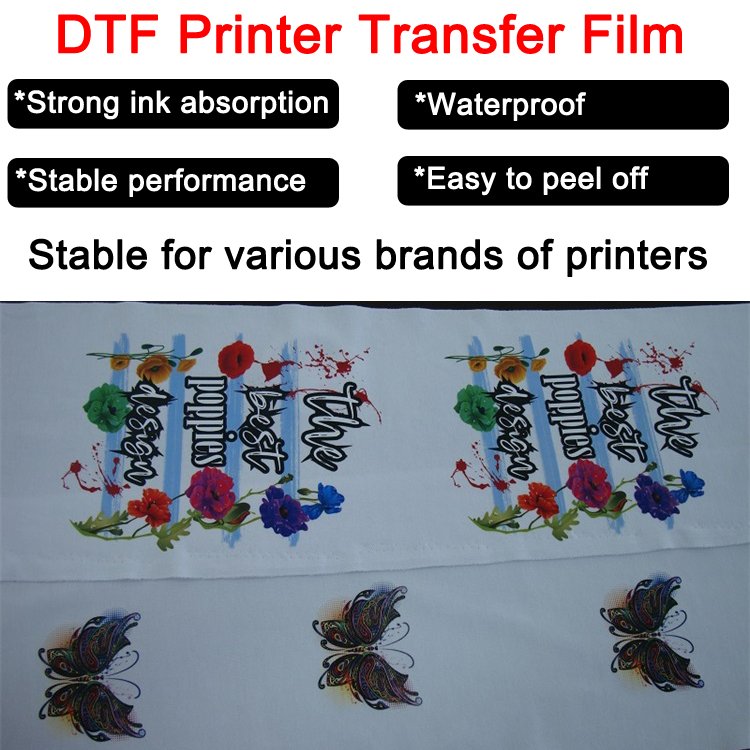 DTF Heat Transfer Printing PET Film Roll 30cm Hot Peel 75U Thickness Single Side Matte DTF Film For DTF Printing