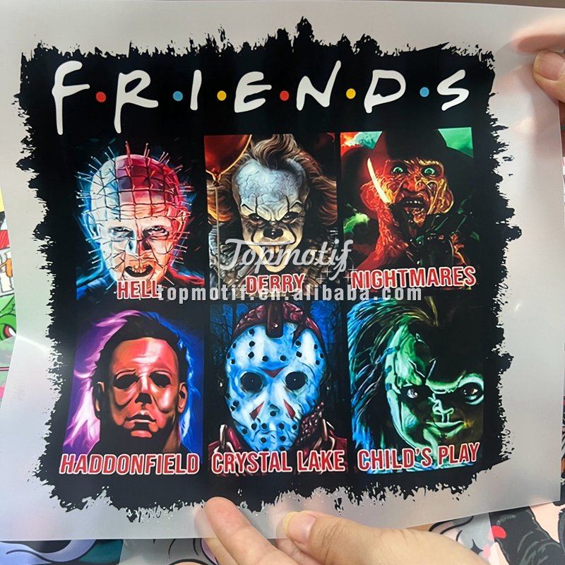 Factory wholesale low moq halloween dtf heat transfers printing vinyl stickers ready to ship heat press decals