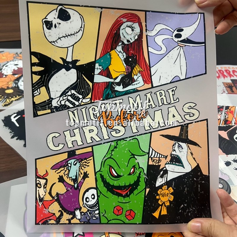 Factory wholesale low moq halloween dtf heat transfers printing vinyl stickers ready to ship heat press decals