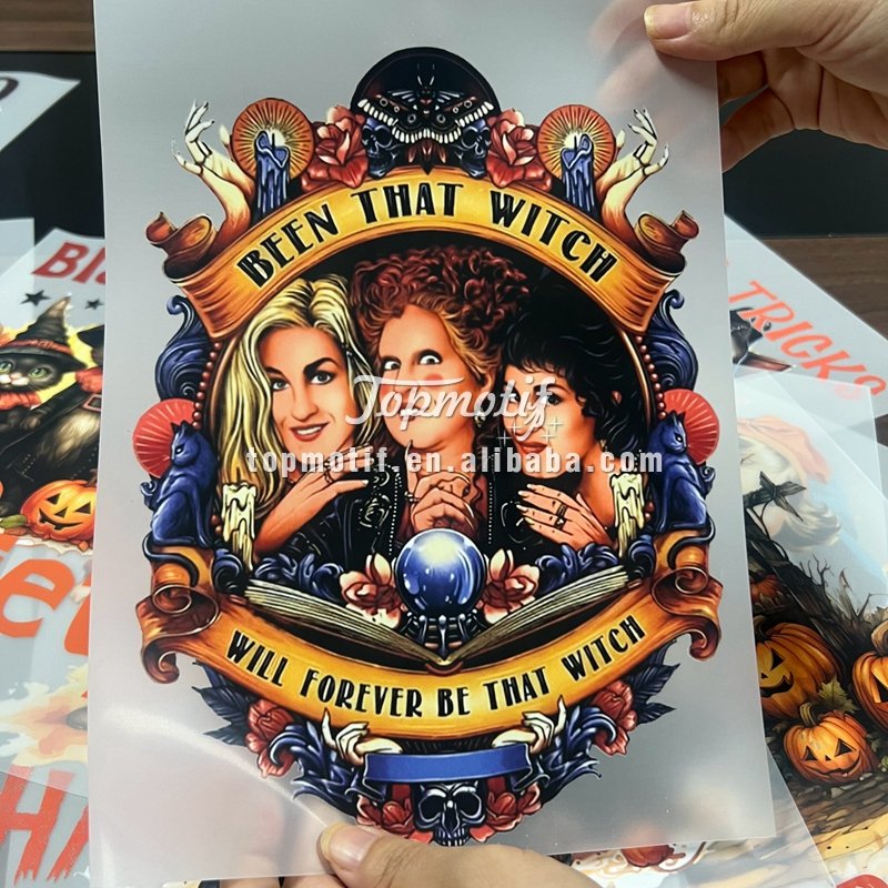 Factory wholesale low moq halloween dtf heat transfers printing vinyl stickers ready to ship heat press decals