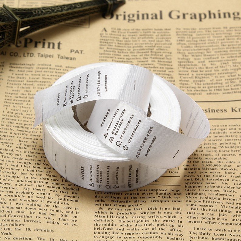 Logo Printed Transfer Fabric Nylon label,Ribbon Sewn-in Clothing Label Care Label, Sewn-in Care Label