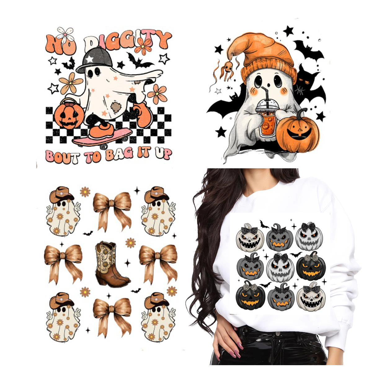 New 2024 Halloween Dtf Transfer Designs Custom Heat Transfer Designs For T Shirts Screen Print Transfer Design