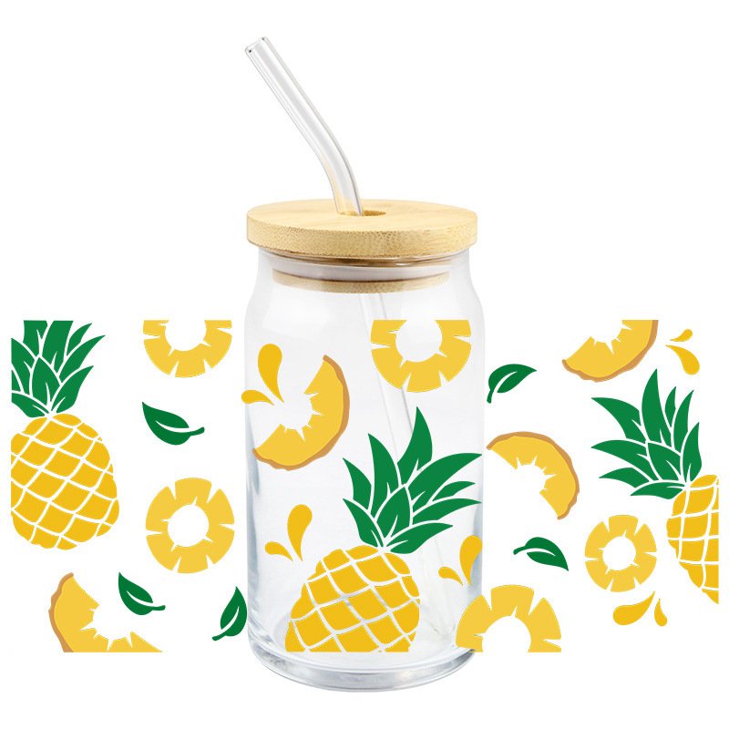 Wholesale ready to transfer Waterproof UV DTF Cup Wrap Transfers for 16oz 16 oz Glass Beer Can Cup
