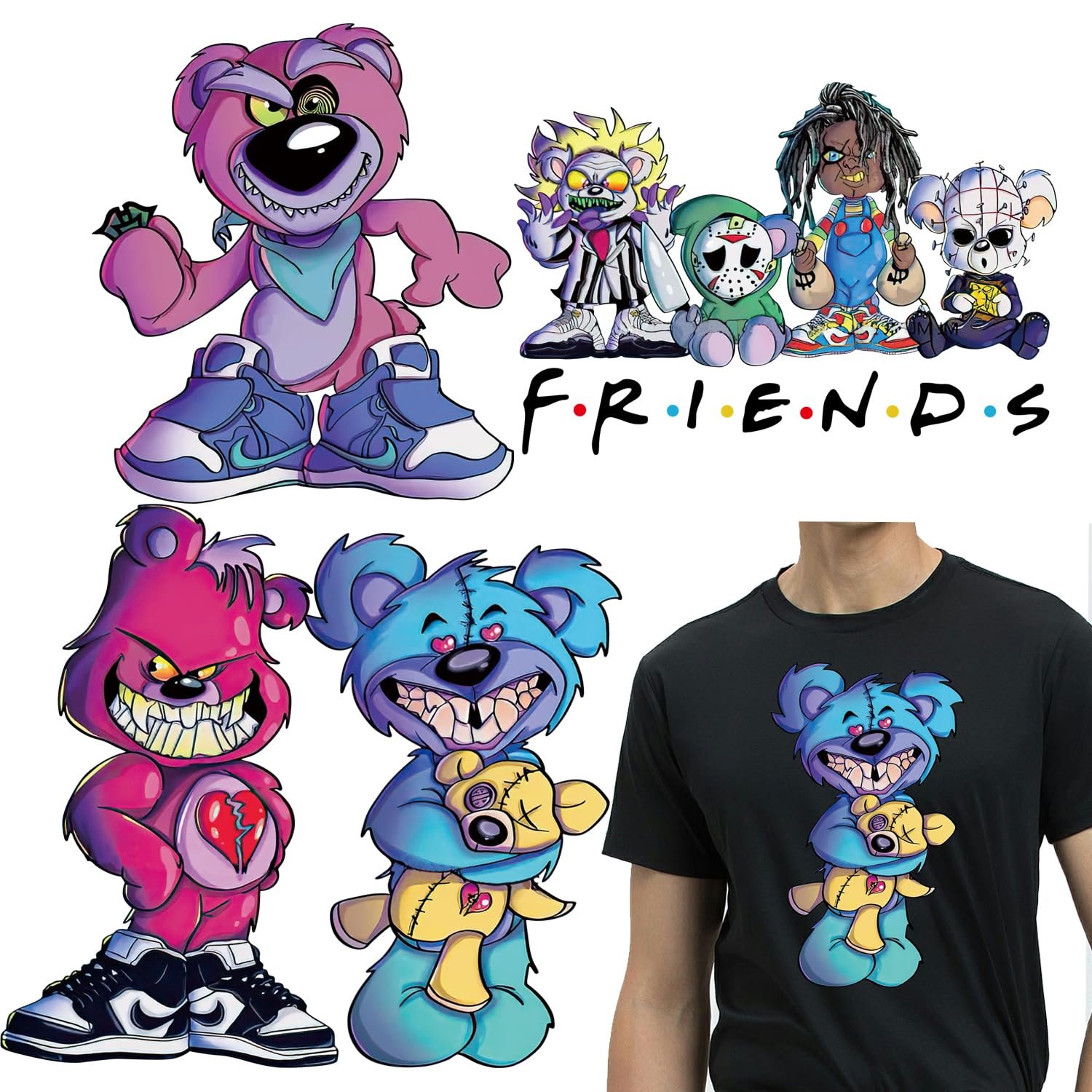 Screen print wholesale design ready to press plastisol halloween thermal iron on vinyl custom dtf heat transfer for t-shirt