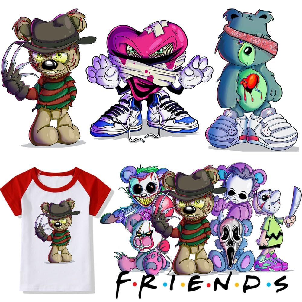 Screen print wholesale design ready to press plastisol halloween thermal iron on vinyl custom dtf heat transfer for t-shirt