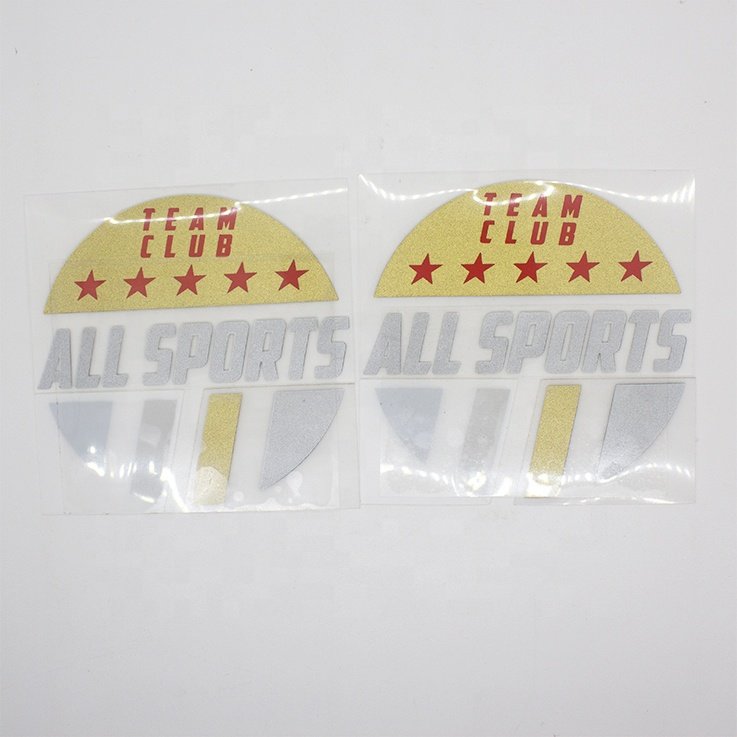 Iron On Labels Wholesale Custom Football Team Logo Plastisol Silicone Heat Transfers Printing Stickers for Soccer Clothing