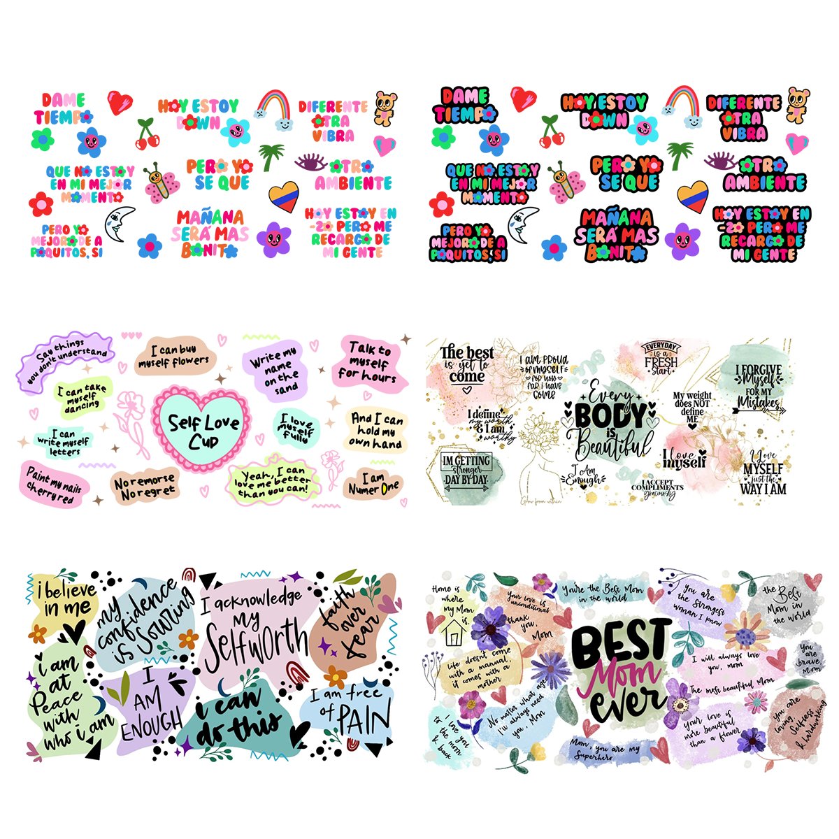 Custom Wholesale UV DTF Cup Wrap Transfer Heat Sticker 16oz-24oz for Mug Coffee Cups Tumblers Custom Transfer Printing
