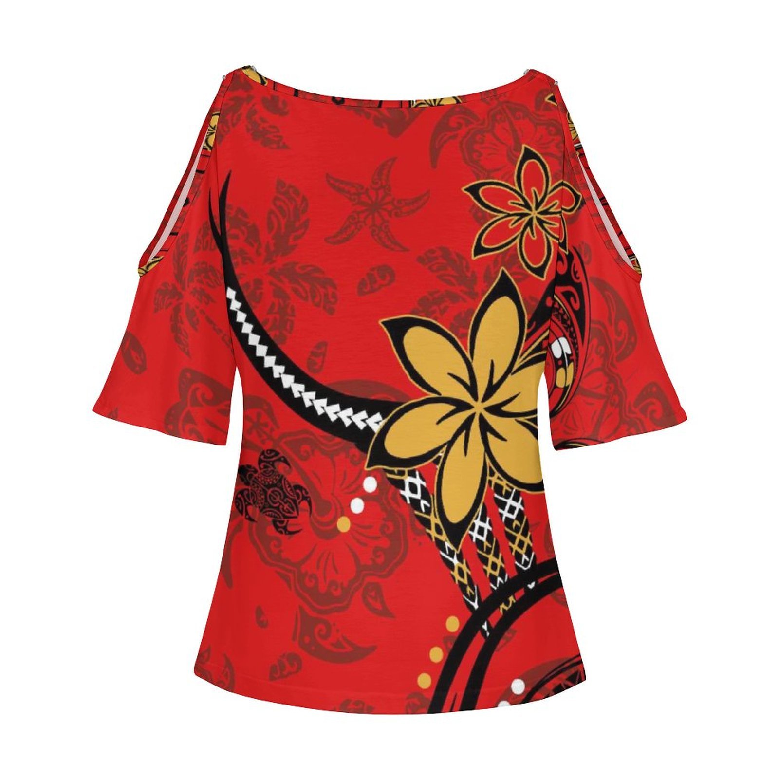Wholesale Women Custom Logo Print Womens T Shirt Red Oversize TShirt Ladies Polynesian Tribal Tops Plus Size Womens Blouse 5XL