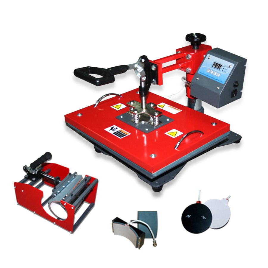 Topjlh professional 8 in 1 Combo Heat Press Machine high efficient sublimation printing for Caps Phone cases T-Shirts