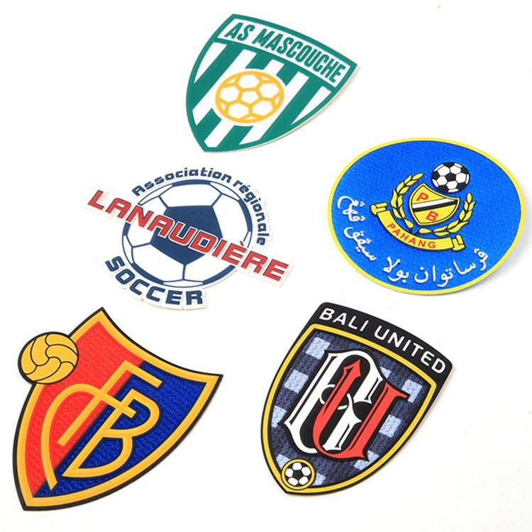 Tatami Rubber Silicone Labels Wholesale Custom Soccer Team Club Logo Heat Transfer Printing Patches