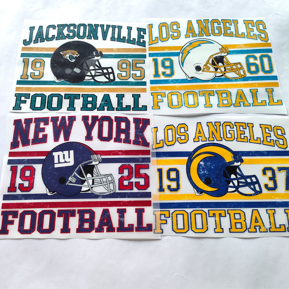 Custom Heat Transfer NFL teams Label Plastisol Ink Screen Print Transfer Ready To Press dtf screen print Transfer For T-shirts