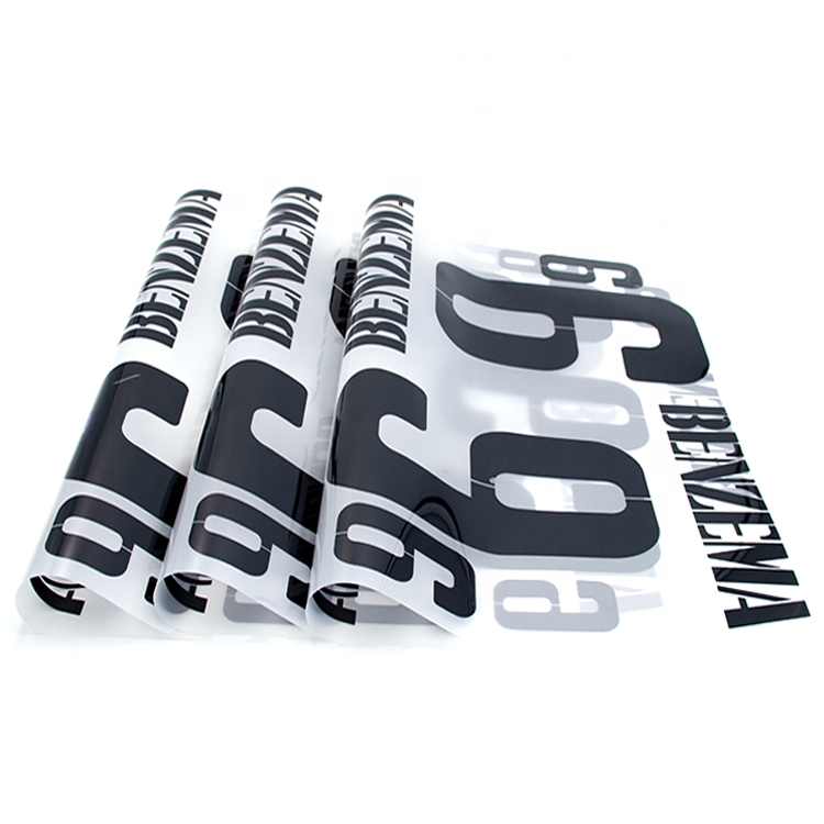 Logo Clothing Soccer Jersey Numbers Heat Transfers Print Design Iron on Heat Transfer Vinyl Plastisol Vinyl Custom Garment