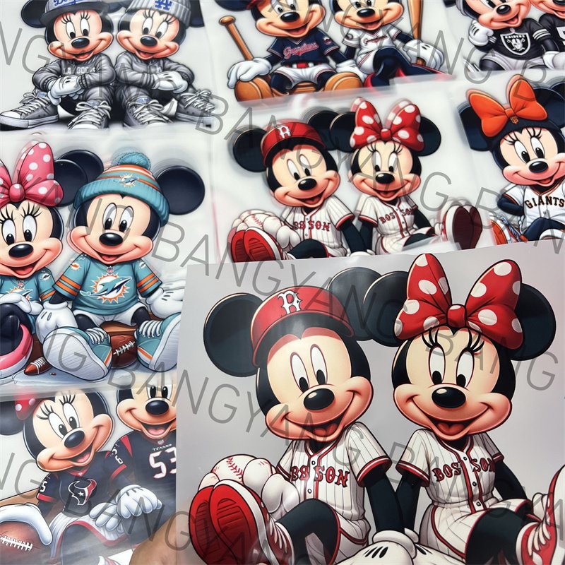 DTF Ready To Press Wholesale Custom Design Heat Press cartoon Stickers Heat Transfer Printing Stickers On T Shirt Fabric